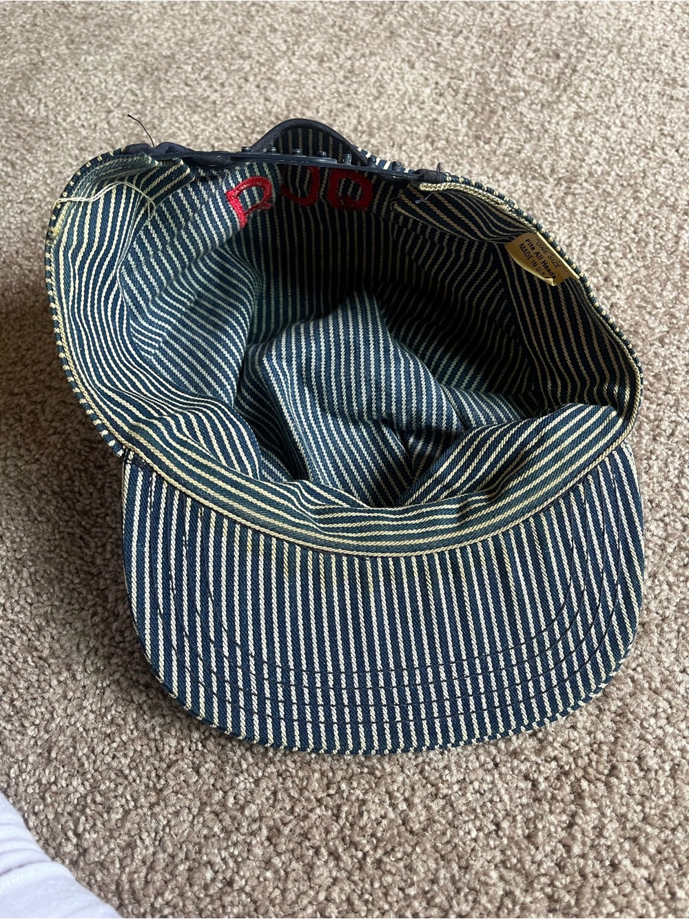 VTG 70’s Hickory Striped Train Conductor Cap - Picture 5 of 6